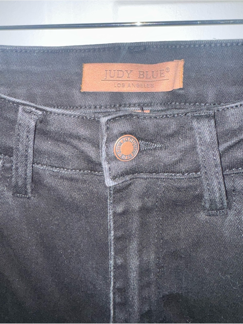 Judy Blue Black Distressed Skinny Jeans Size 14W High Rise Raw Hem Quiet Wealth - Picture 5 of 14